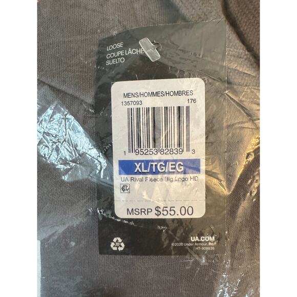Under Armour Men's Rival Fleece Big Logo‎ Hoodie-Gray-XL-NWT - Picture 3 of 5